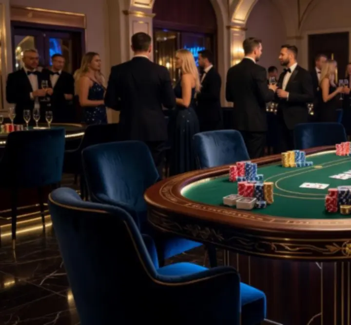Elegancki stół pokerowy przygotowany na wieczór pokerowy premium