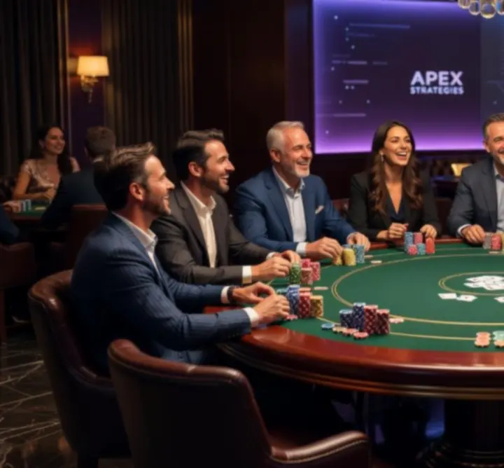 Zespół firmowy podczas wieczoru pokerowego w ramach team-buildingu
