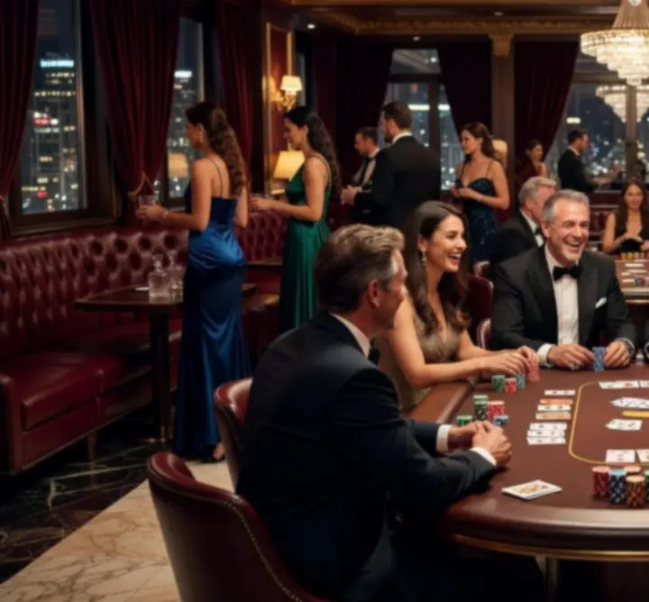 Goście podczas wieczoru pokerowego w atmosferze networkingu